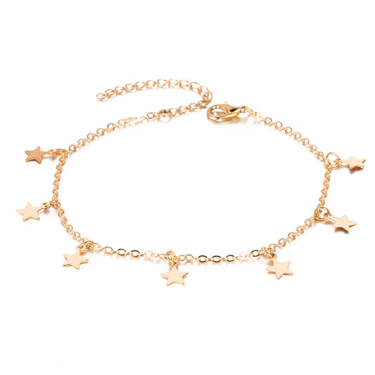 2024 Gold Color Pentagram Anklets Barefoot Foot Jewelry Leg New Anklets on Foot Ankle Bracelets for Women